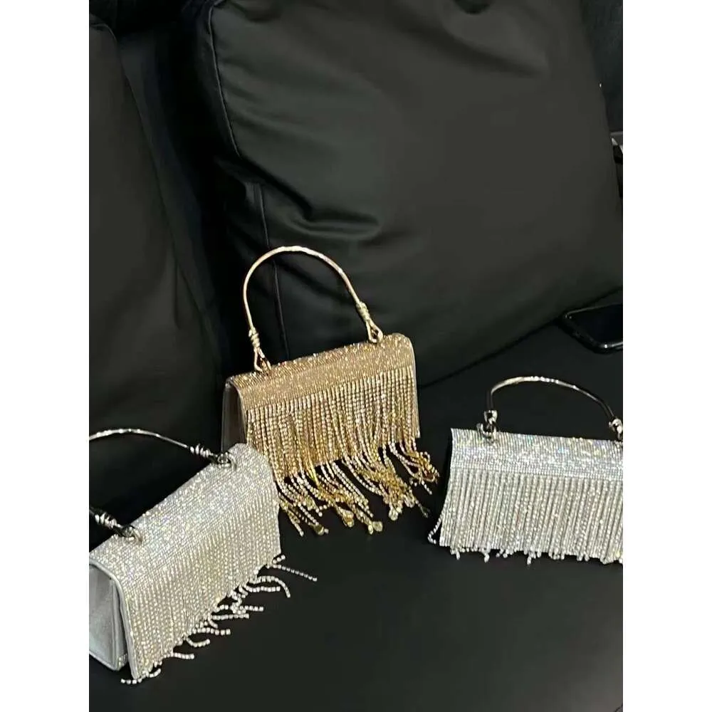 Long Tassel Glitter Shiny Rhie Dias Evening Wedding Party Clutch Purse Women Handbag Messenger Bag_voghion.com