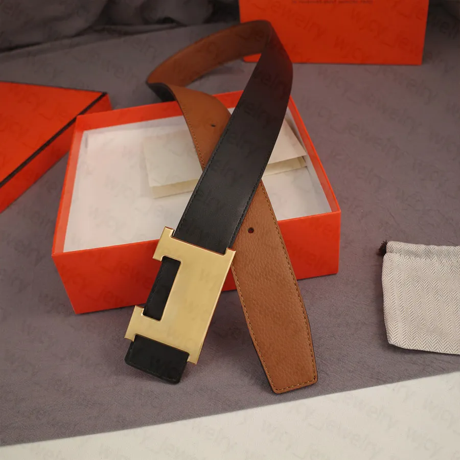 Lässiger Herrengürtel, Designergürtel, echtes Leder, Breite 3,8 cm, glatte Schnalle, wendbar, für Damen, klassisch, Gold/Splitter/Schwarz_voghion.com