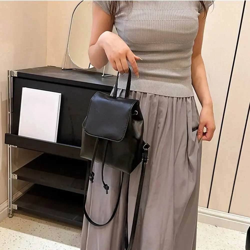 PU mini rjav retro nahrbtnik majhna torba torbica enobarvna otroška torba za čez ramo C241217_voghion.com