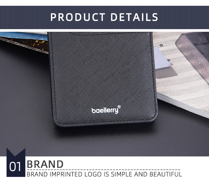 Baellerry new men's card holder simple pattern multi-card slot buckle bank card holder wallet men wholesale_voghion.com