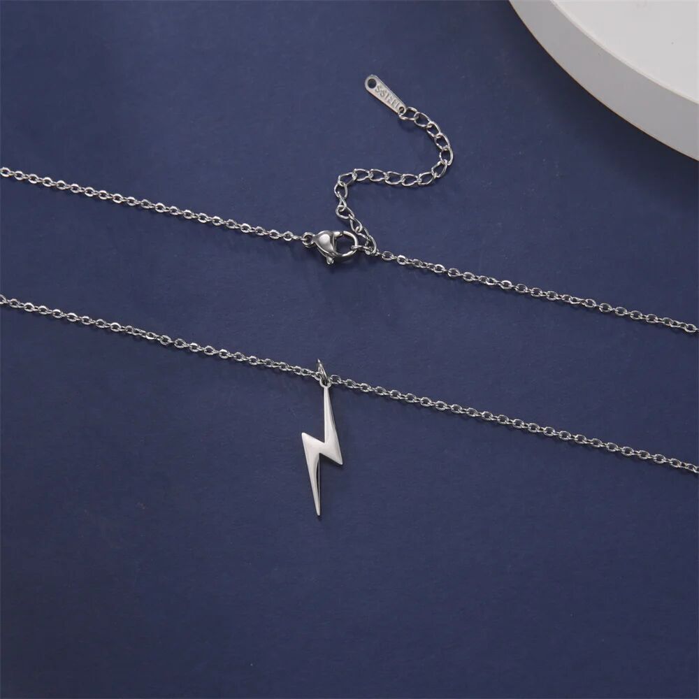 Collier pendentif éclair en acier inoxydable pour femme et homme_voghion.com