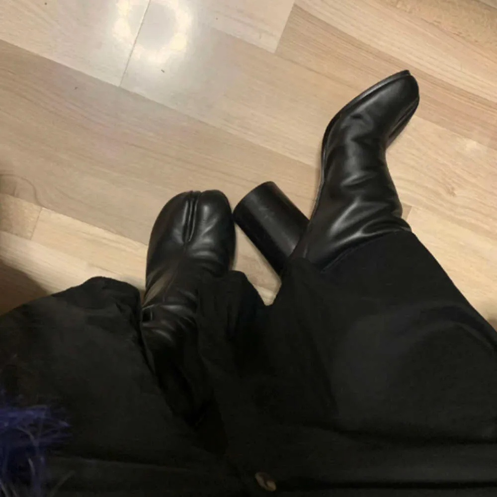 2024 marke Design Tabi Split Toe Chunky High Heel Stiefel Leder atos Mode Herbst Frauen Schuhe Botas Mujer_voghion.com