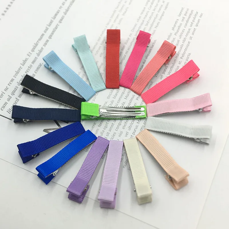 300pcs 5cm Grosgrain Ribbon Lined Alligator Hairpins for Princess Girls Ponytail Clips Children Metal Hair Barrettes_voghion.com