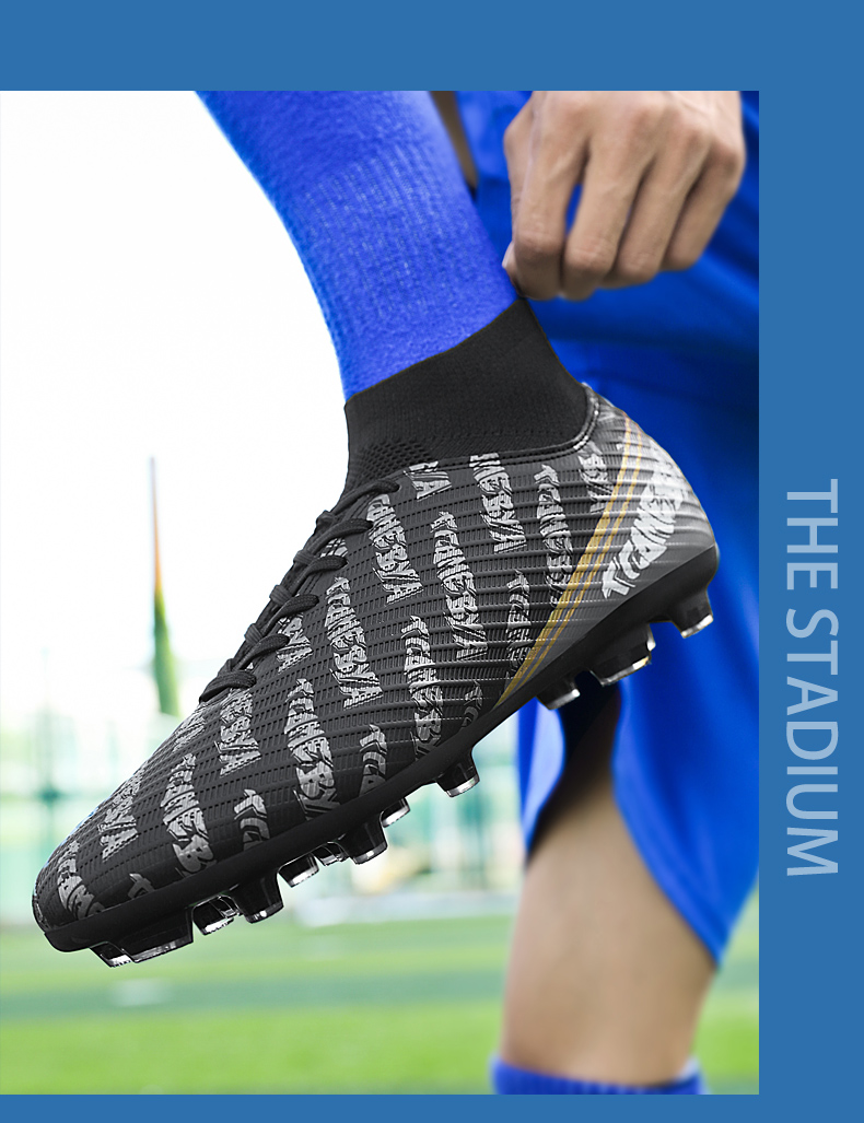 Männer Outdoor Hot Sale Ultraleicht Fussballschuhe High-Top FG/TF Professionell Laang Spikes Knöchel Unisex Komfort Fussball_voghion.com