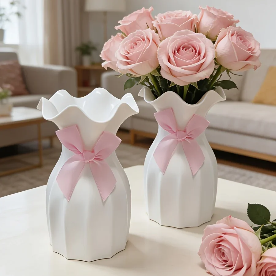 Nordic Water Ripple Wave Texture Plastic Vase For Home Decor_voghion.com