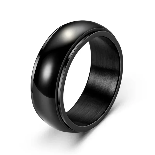 2025 New Arrivals Rotate Freely Titanium Fidget Anxiety Ring Men Women Unisex Black Stainless Steel Anti Stress Rings Relieving Jewellery_voghion.com