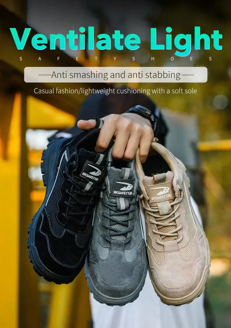 Chaussures de sécurité pour hommes, sans embouts métalliques, embouts en plastique, isolées, 6 kV, réfléchissantes, 250402_voghion.com