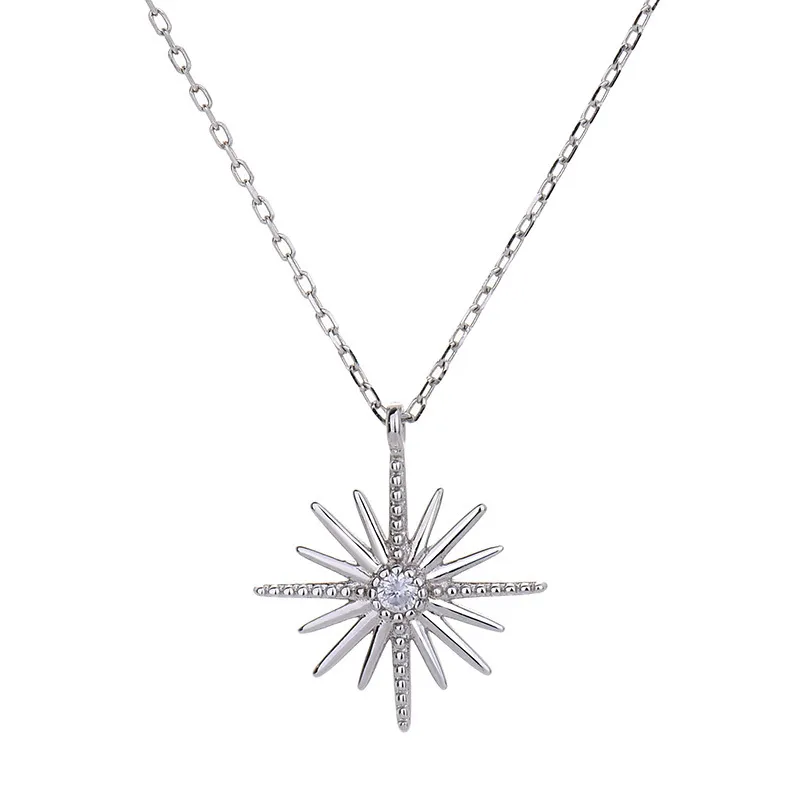 Temperamento fiocco di neve intarsiato diamante splendente ciondolo clavicola retrò semplice collana femminile all'ingrosso_voghion.com