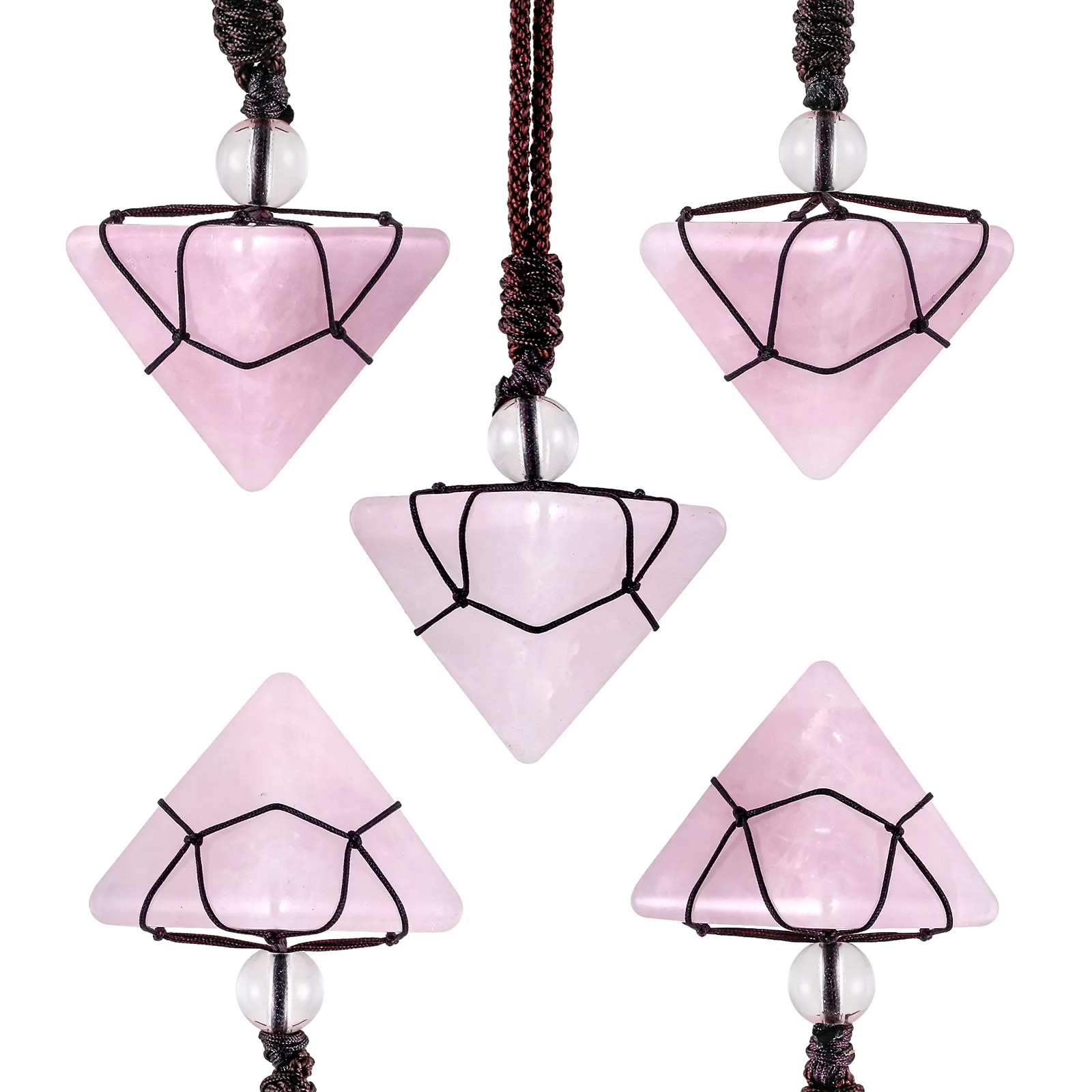 Ogrlice z obeski Healing 7 Chakra Crystal Stone Ogrlica iz naravnih dragih kamnov v obliki piramide z nastavljivo vrvico Ženske Moški_voghion.com
