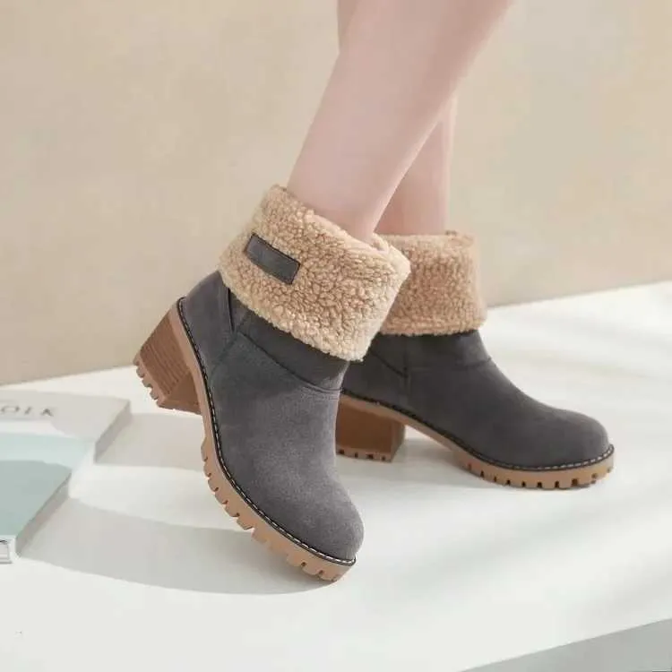Womens Fur Snow 2023 Winter New Warm Wool Booties Ankle Boot Platform Shoes Turned-over Edge Casual Women Mid Boots_voghion.com