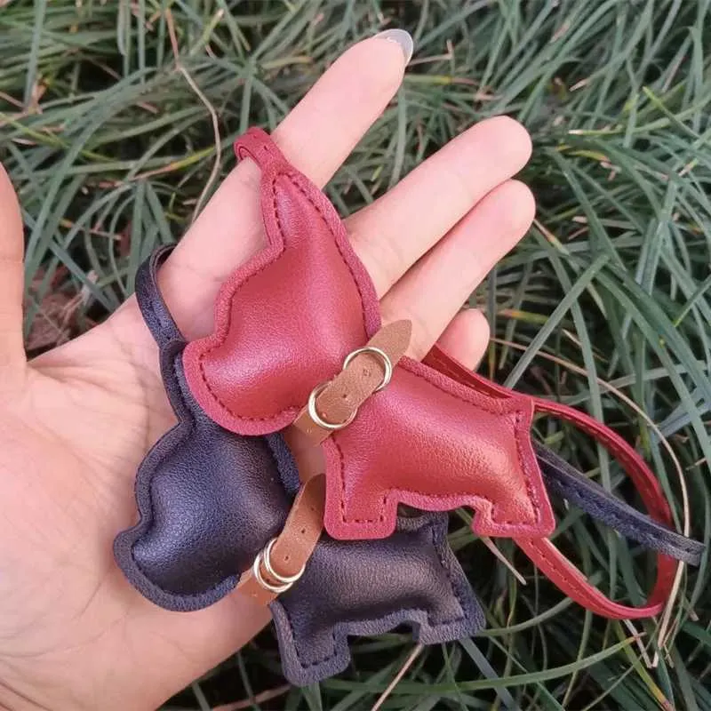 Punk Herren Auto Französische Bulldogge PU Leder Hund Nette Frauen Tasche Anhänger Schmuck Schnalle Schlüsselanhänger Y241121_voghion.com