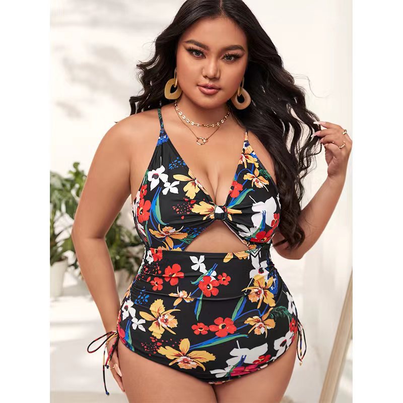 Frauen große größe fett mädchen gedruckt versammelt hohl einteiliges sexy bikini frauen badeanzug_voghion.com