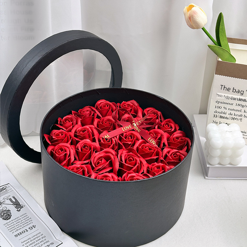 Boîte à fleurs ronde créative, savon éternel, rose, coffret cadeau pour la saint-valentin, le nouvel an, fleurs pour filles, cadeau d'anniversaire
