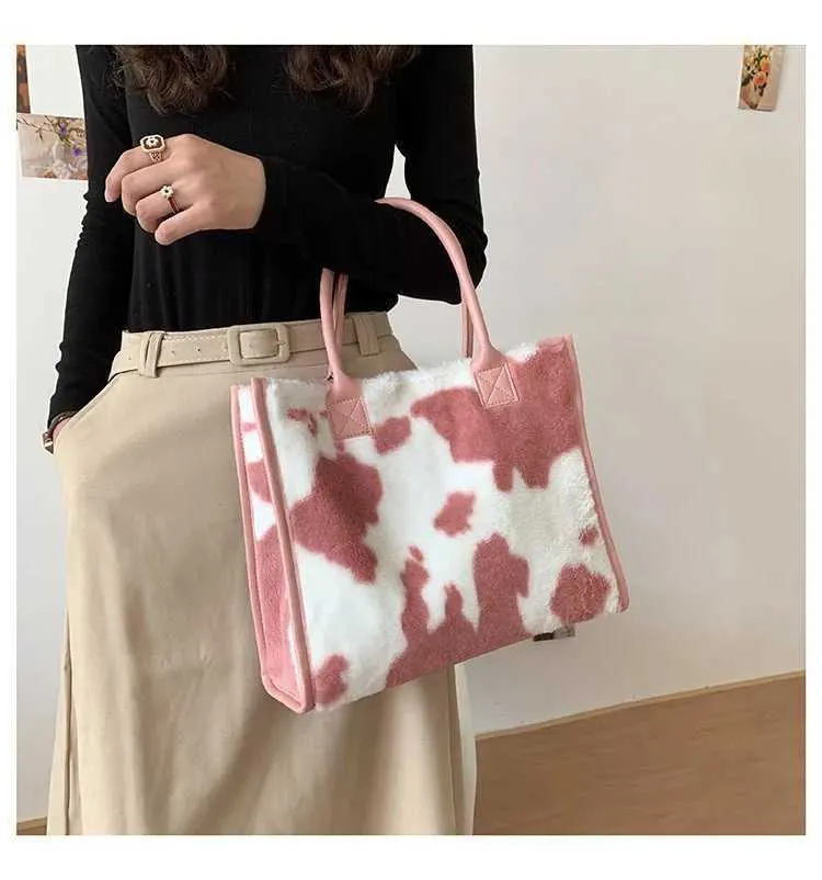 Leopardmönstrad handväska Modern för kvinnor Pendling Plyschväska Designerväskor Handväskor Bolsos De MujerC241031_voghion.com