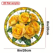 Acchiappasole Golden Rose - Arte in acrilico colorato da 8". Decorazione floreale primaverile per ingressi di case coloniche o regalo prezioso per donne._voghion.com