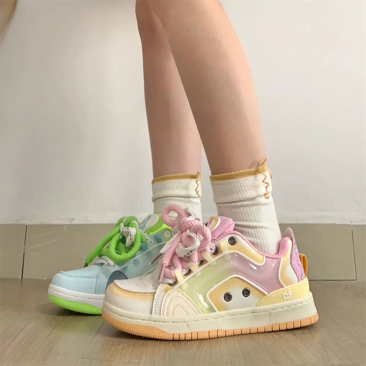 Versatile Flat Bottomed Casual Mandarin Duck Color Matching Sports Shoes With Mesh For Comfortable Breathable Fashion_voghion.com