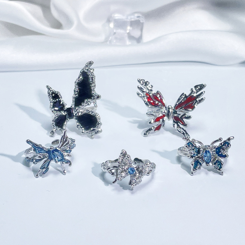 Instagram niche design, butterfly drop glaze temperament, fashionable bracelet, ring set, irregular and personalized_voghion.com