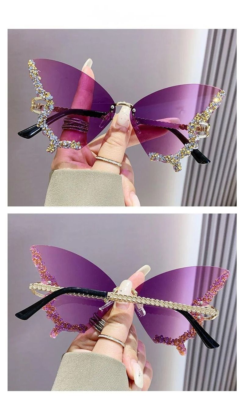 2024 Internet celebrity frame with diamond inlaid butterfly glasses for women's high-end sunglasses, UV resistant_voghion.com