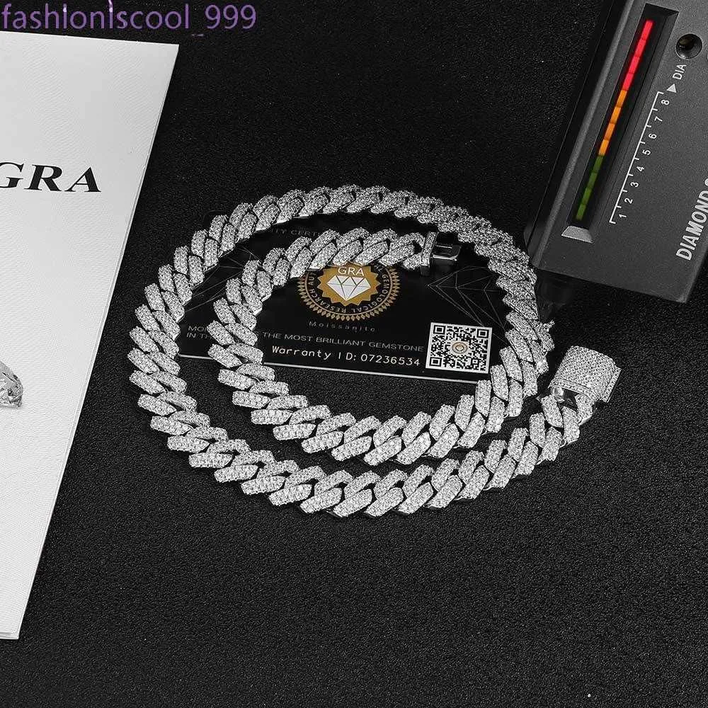 Miami Kubansk Länkkedja 14mm Bred 2 Rader Grön Iced Out Moissanit Kedjor Halsband Rappare Hiphop Guldsmycken Kvinna_voghion.com
