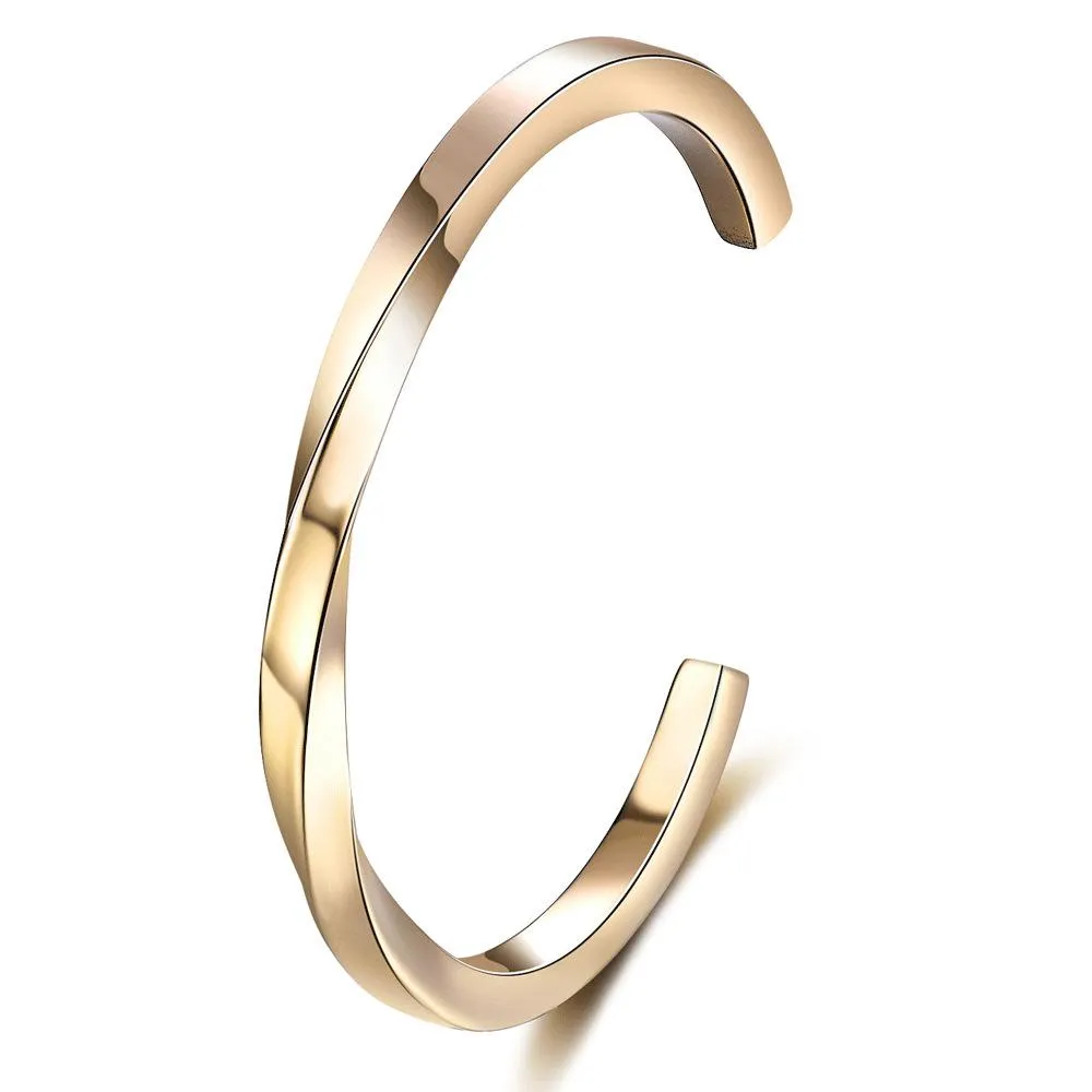 4 Farben Neue echte vergoldete Twist Titan Edelstahl Damen Manschette Armreif Armband Armreifen Schmuck Geschenke für_voghion.com