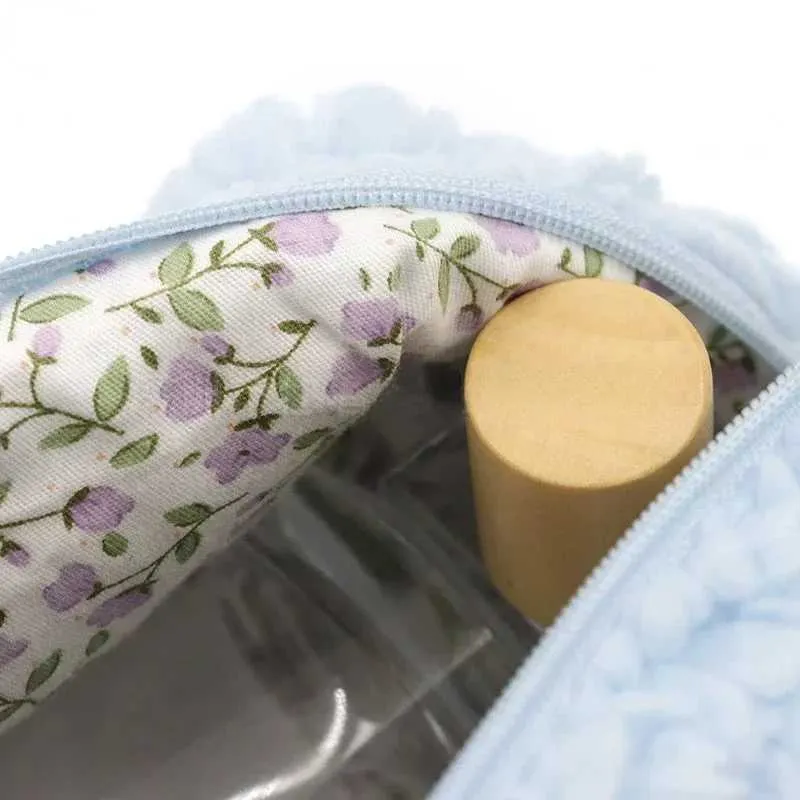 Lammwolle Mini Niedlicher Plüsch Makeup Organizer Kawaii Bleistiftbox Tasche Reise Münzbörse Home Storage Y241023_voghion.com