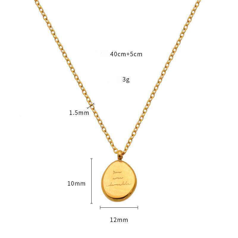 Mid Ancient Style Titanium Steel Gold-plated Fashionable Round Plate, English Letter Temperament Splicing Chain Pendant_voghion.com