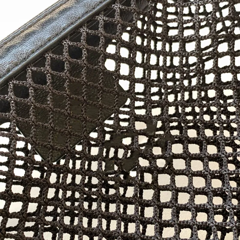 Borsa a rete da sera con tracolla traforata, nuova da donna, con fibbia in metallo dorato e manico, per trucco, 10a 25s_voghion.com