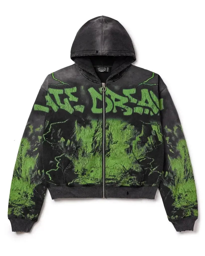 Kemik Bahçesi Sokak Giyimi Harfli Hip Hop Grafikli Köpük Fermuarlı Kapşonlu Sweatshirt Erkekler İçin Gotik Gevşek Y2k Kapşonlu Sweatshirt Kadınlar_voghion.com