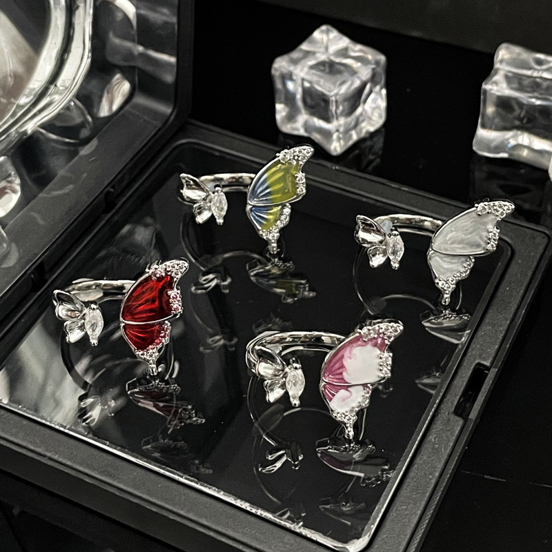 French new sweet and cool butterfly drop glaze opening for women's Instagram Cool style light luxury high-end_voghion.com