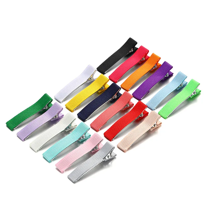 300pcs 5cm Grosgrain Ribbon Lined Alligator Hairpins for Princess Girls Ponytail Clips Children Metal Hair Barrettes_voghion.com