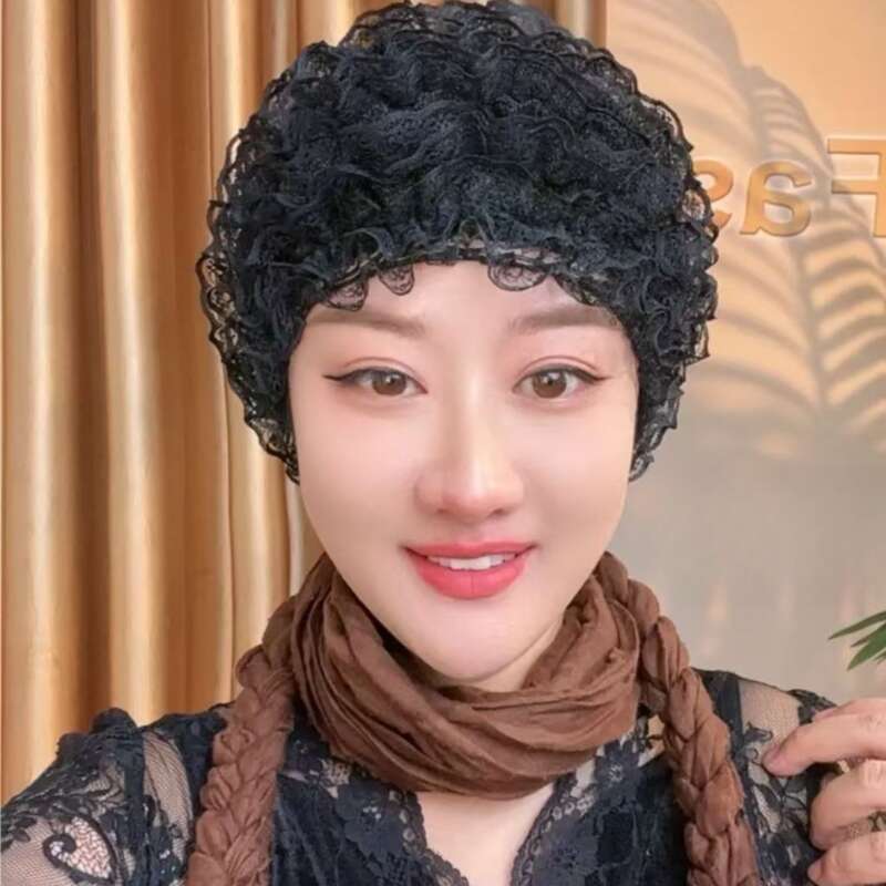 New Mesh Set Of White Hair, Lace, Fashionable Women's Breathable Mom's Fedora, Hat_voghion.com
