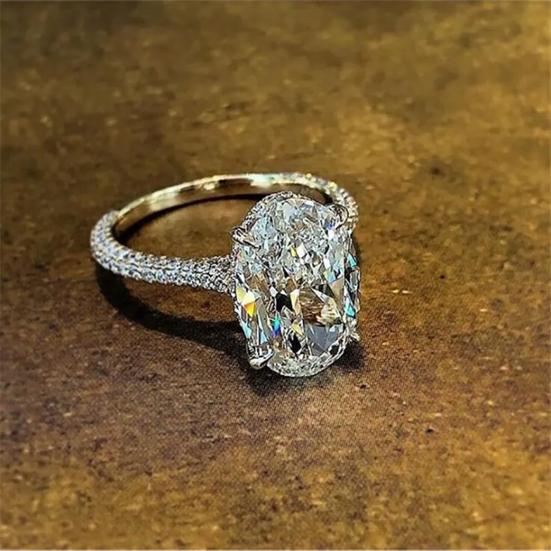 Vintage Ovaler Lab Diamant Ring Für Damen Aus Silber_voghion.com