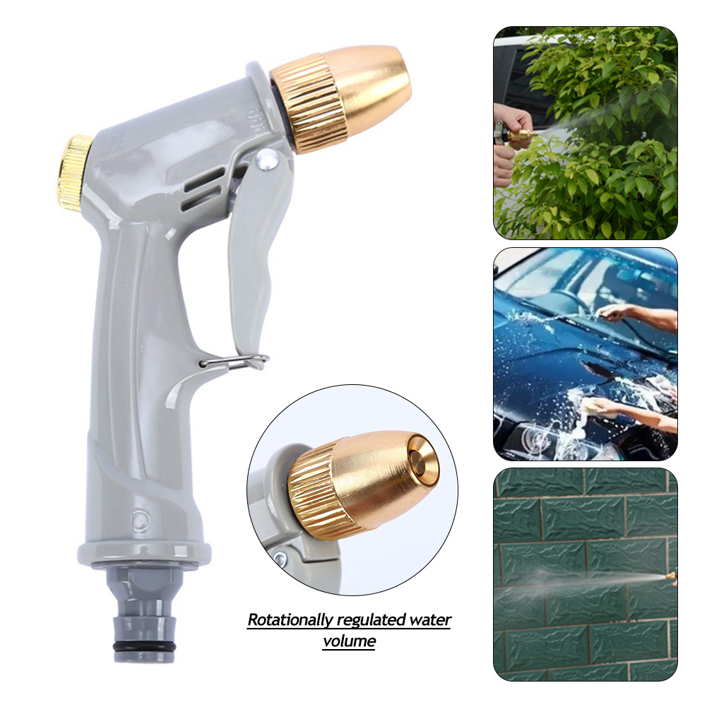 Aukšto slėgio vandens purkštuvas, metalinis žalvario antgalis, sodo žarna, vejos plovyklos purkštuvas, automobilių plovimo įrankis, vandens pistoletas_voghion.com