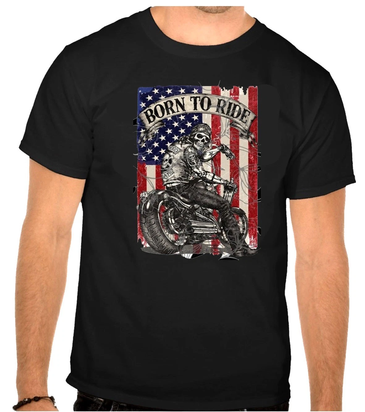 Born To Ride Bike Logo Black T-Shirt Mens Womens Tees Top -1318-_voghion.com