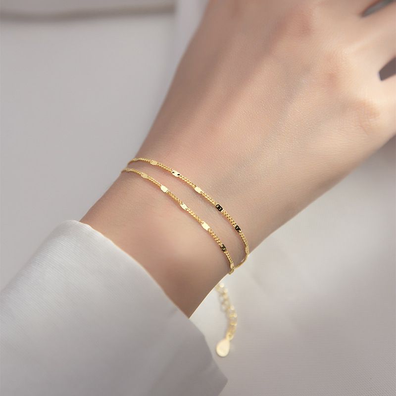 S Sier Simple Small Fresh Double Layer Bracelet Lady Temperament Niche Sweet Design Hand Jewelry_voghion.com