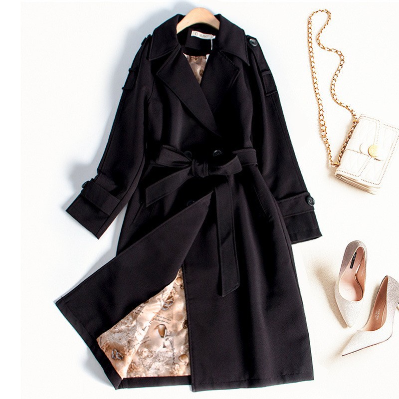 Damen 2023 Herbst und Winter 2023 Lockere Taille Mittellanger Slim Fit Temperament Trenchcoat 8525_voghion.com