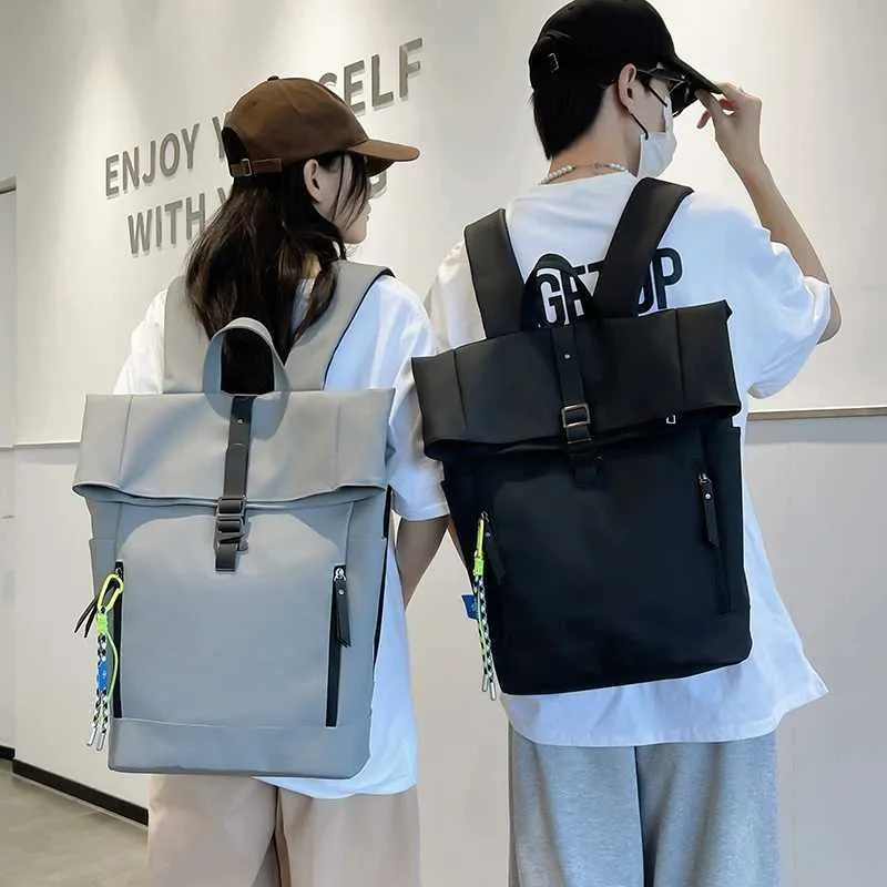 Damen Freizeit Großer Rucksack Männer Laptoptasche Ladys Nylon Roll Top Männlich Reisetasche Port Schulrucksäcke Für Teenager_voghion.com
