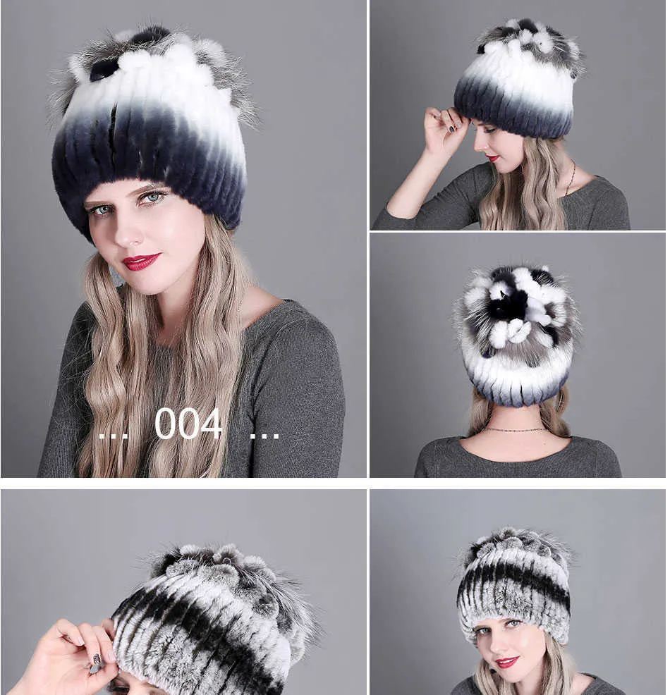Knitted Rabbit Fur Hat For Women Winter Warm Fedora Style Cap_voghion.com