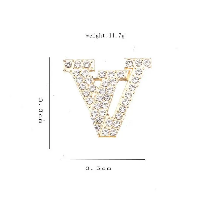 Kristall V-buchstaben Brosche Elegante Goldplattierte Anstecknadel_voghion.com