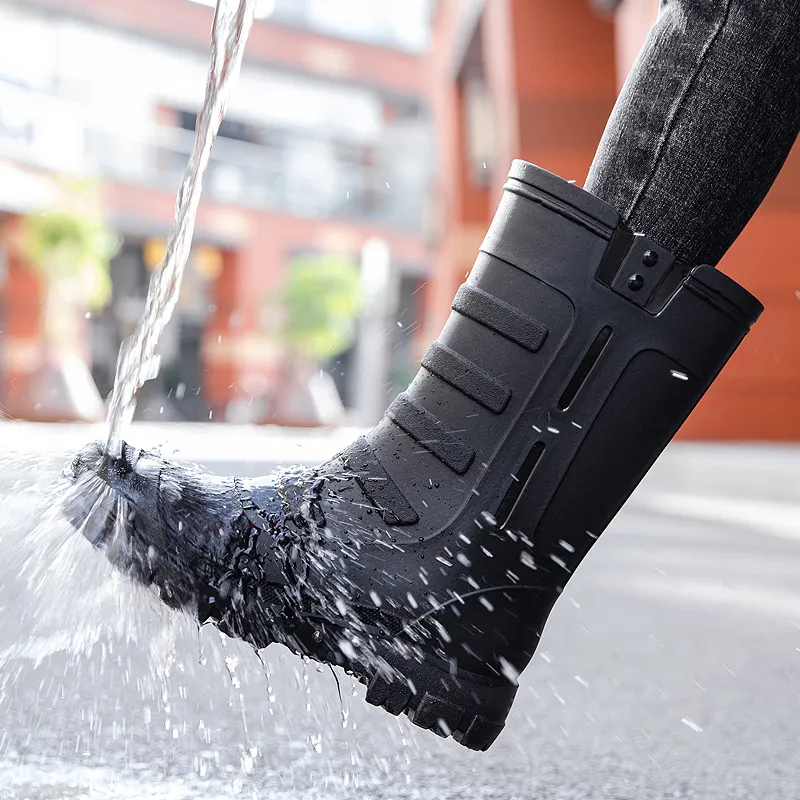 Unisex Rubber Shoes Men and Women Mid Calf Waterproof Work Safety Rain Boots Fishing Husband Botas Para Lluvia_voghion.com