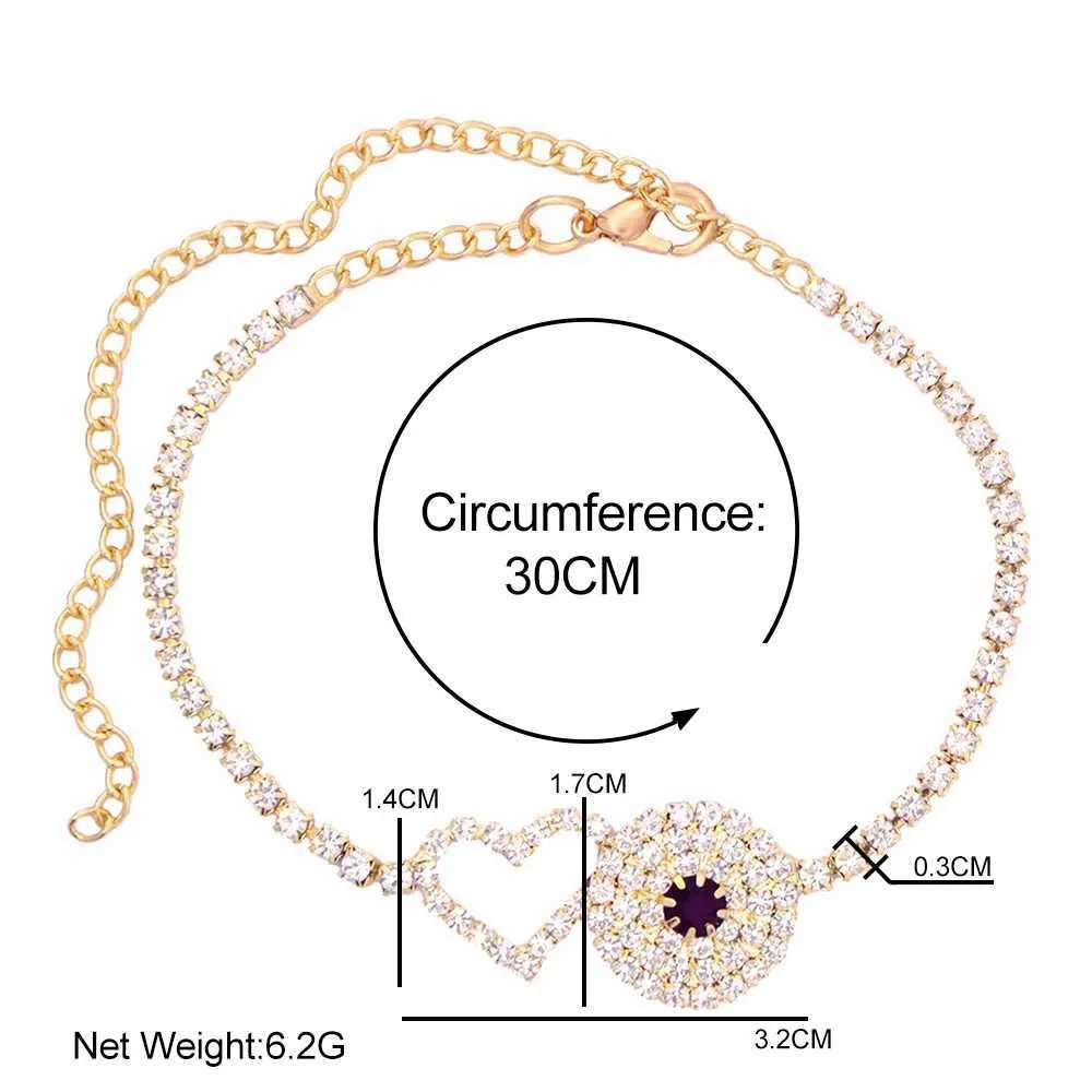 Enkelbandjes Flatfoosie Fashion Evil Eye Crystal Ketting Dames Goud Sier Water Diamant Tennis Enkelband Blotevoetenketting_voghion.com