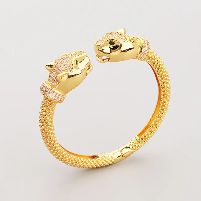 Breiter Goldsplitter Leopard Diamant Armreif Armbänder Kette Liebe Designer für Frauen Männer offenes Paar Modedesigner Hochzeit_voghion.com