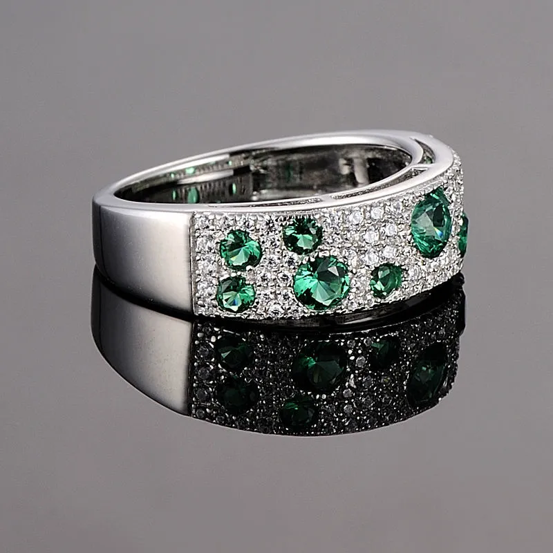 Santuzza für Frauen authentische 100% Sterling Silber schimmernde grüne CZ Ohrringe Ring Set Modeschmuck CX200623_voghion.com