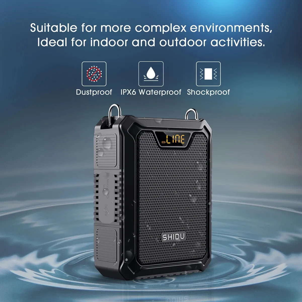 Microphones SHIDU 30W Waterproof Portable Audio Voice Amplifier Loudspeaker Bluetooth Speaker With Wired Mic For_voghion.com