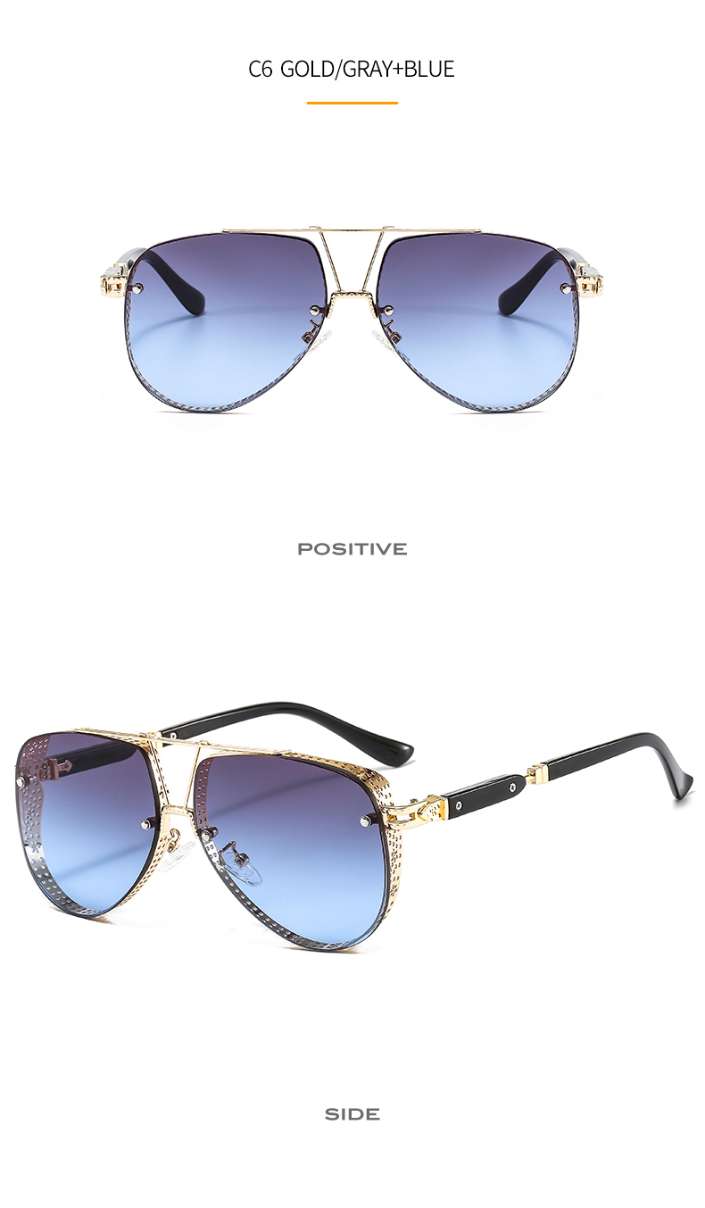New Hollow Paern Oval Sunglasses Men Women Trend Brand Designer Meal Alloy Frame Gradiens Lens conspicuous_voghion.com
