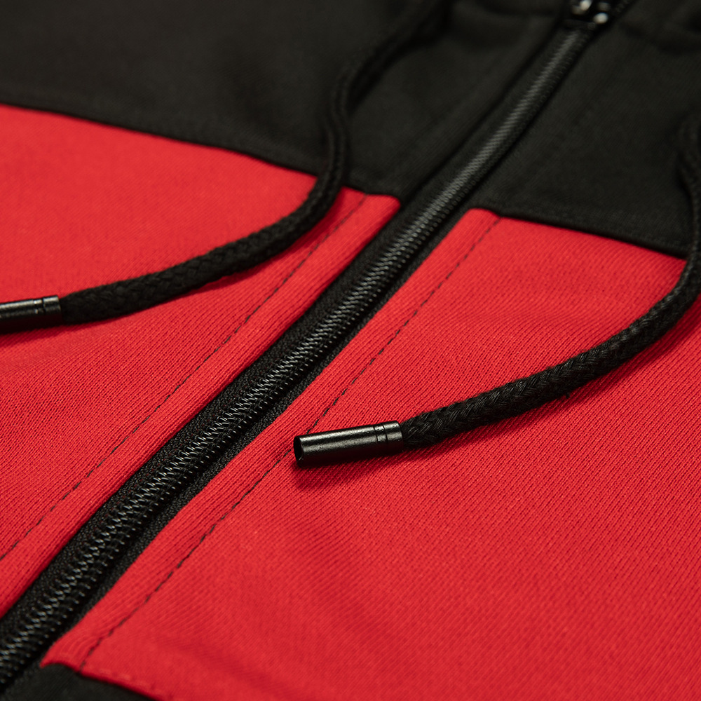 Lässiges zweiteiliges Set für Herren mit Farbkontrast, Strickjacke und Kapuze, Trainingsanzug in Übergröße_voghion.com