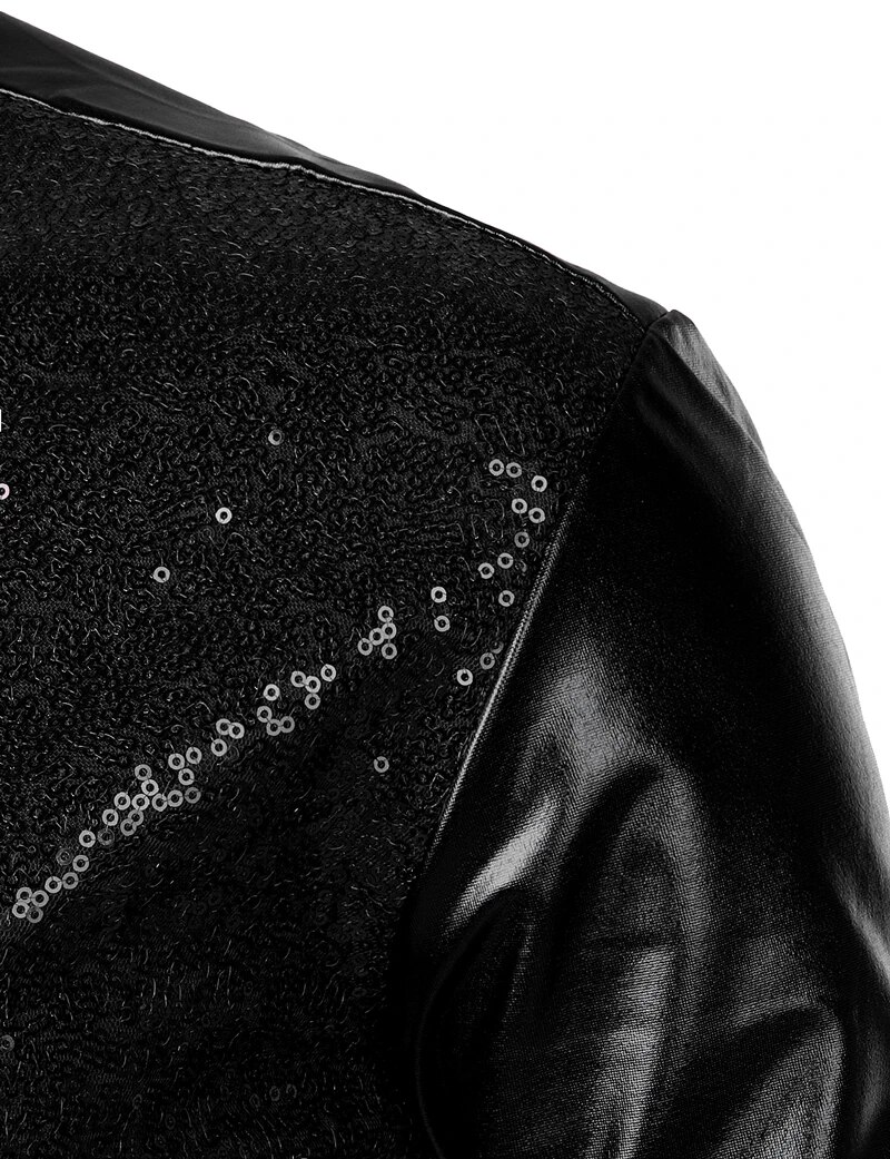 Black Squin Glittr Drss Mn Shiny Long Slv Button Down 70s Disco Party Danc Shirt Mal Christmas Hallown_voghion.com