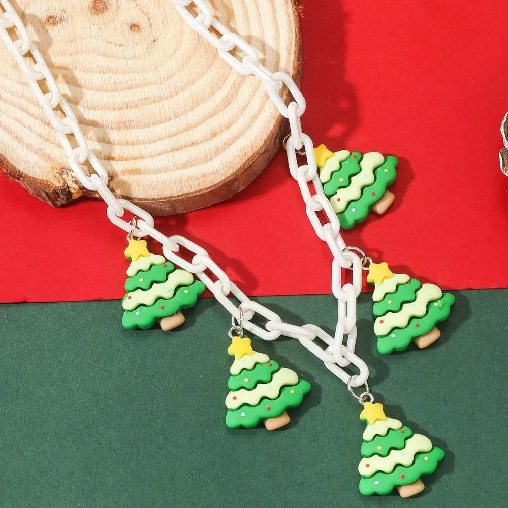 Ketten Santa Weihnachten Acryl Halskette Glocke Box Weihnachten Schlüsselbein Kette Lebkuchenmann Schmuck Zubehör Cartoon Anhänger_voghion.com