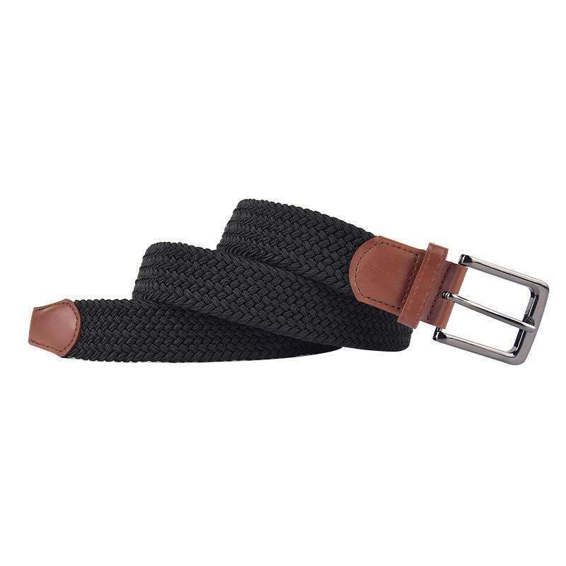 Belt, Men's Woven Lengthened Elastic Waistband, New Canvas Pin Buckle, No Hole Trouser Belt_voghion.com