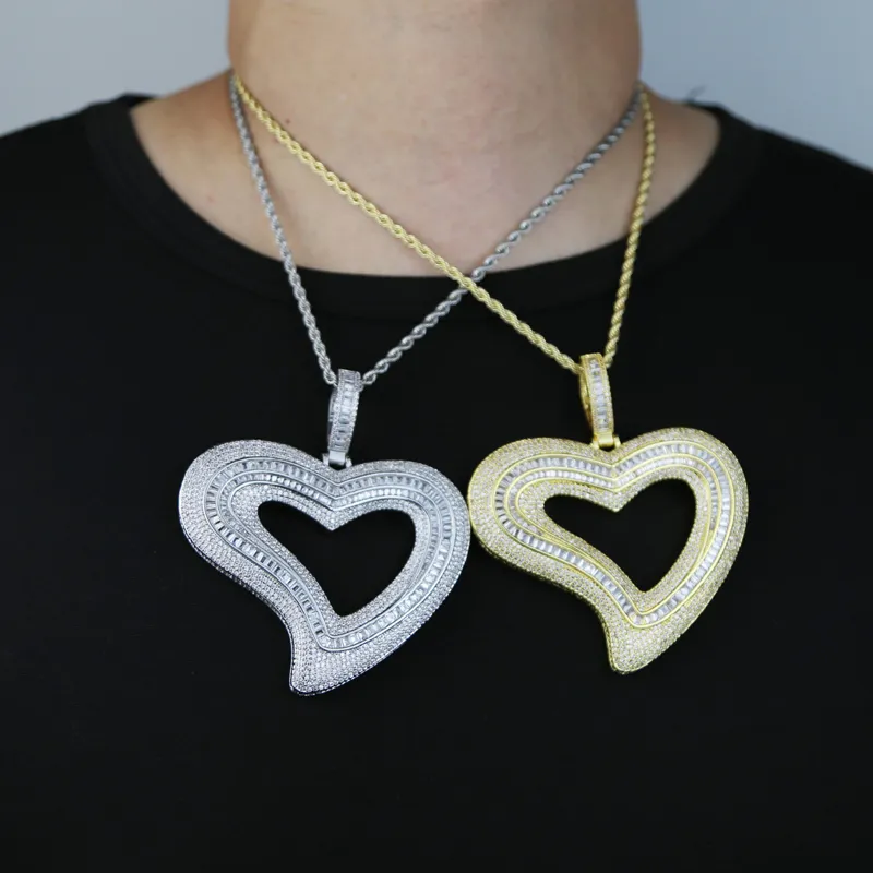 Hip Hop pendant Iced Out Full Paved Bling Cubic Zirconia CZ Big Hollow Heart Pendants Necklaces Jewelry for Rock Punk_voghion.com